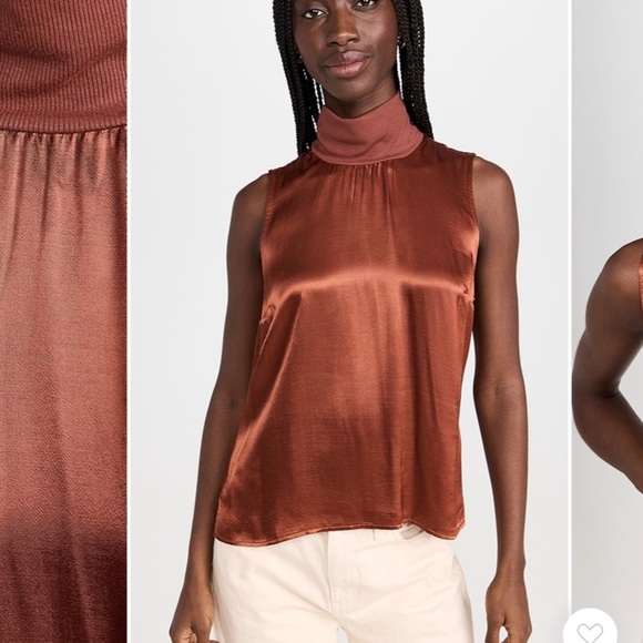 NWT Danielle mock neck satin tank nation ltd boho brown fall formal revolve S - Picture 2 of 8